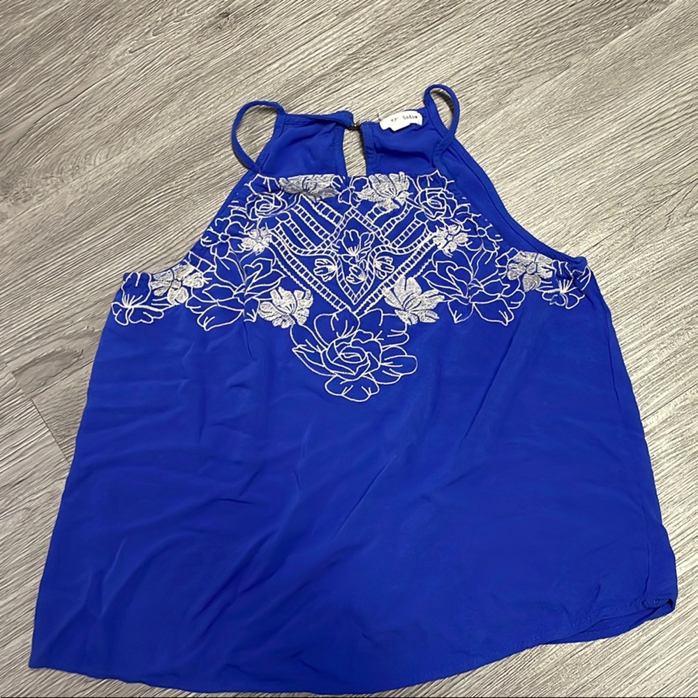 Eyeshadow Blue Embellished Sleeveless Camisole